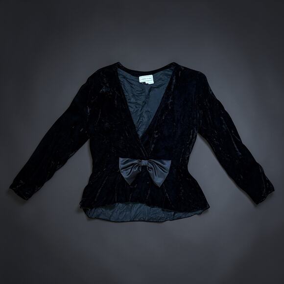 Diana D’este Tops - Vintage Diana D’este 100% Silk Top Womens Block Low Cut Velvet Pullover Size 12
